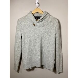 Banana Republic Shawl Collar Sweater Light Gray Merino Wool Size L Italian Yarn